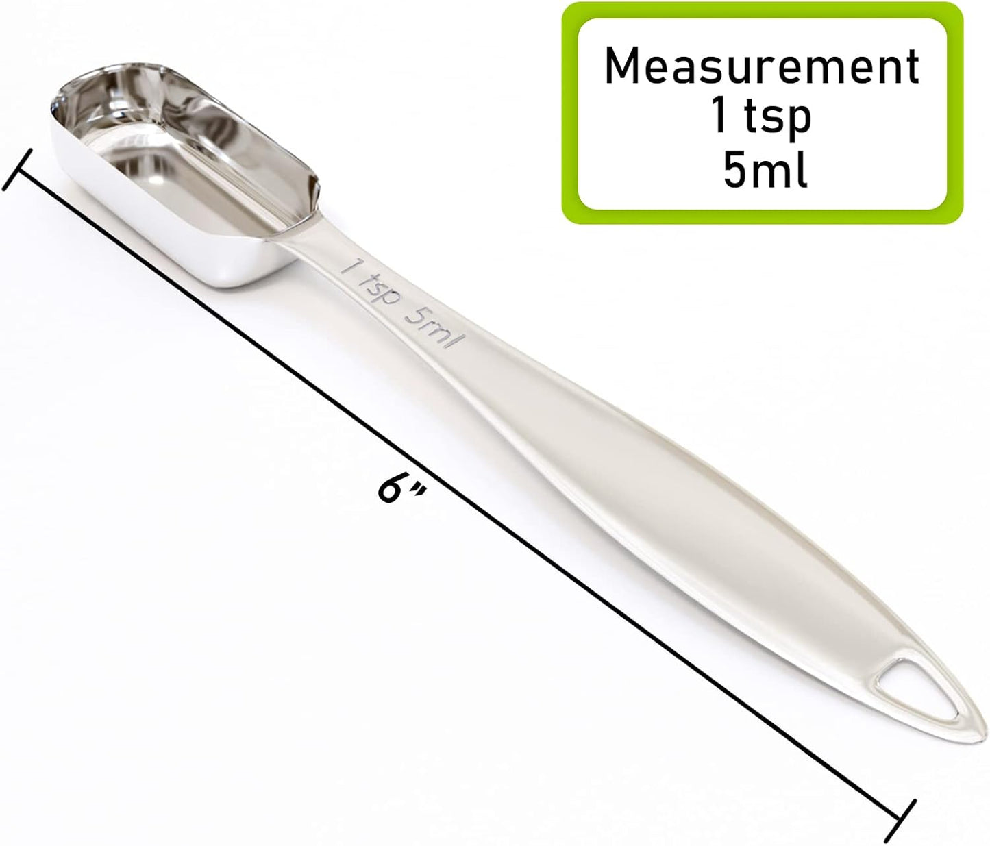 2PCS 1Teaspoon (1/3tbsp, 5ml) Single Measuring Spoon, Individual Stainless Steel Long Handle Measure Tablespoon Only