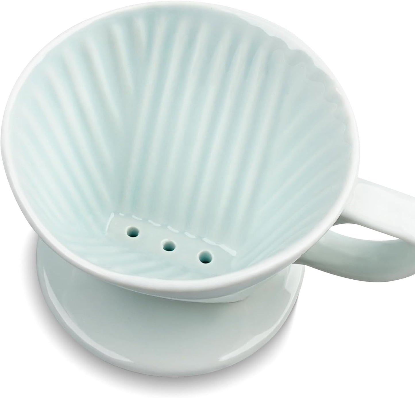 Handmade Pour Over Ceramic Coffee Dripper - Authentic Brewing Experience for Camping, Office, and Home (Blue)