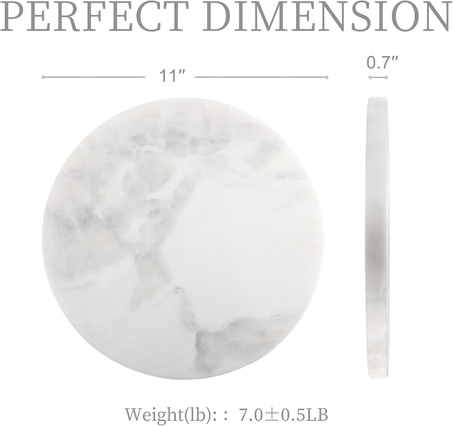 Koville African Natural Marble Cutting Board for Kitchen, 11inch Round Hand Crafted Marble Slab for Cheese, Charcuterie, Pastry Board - Wedding Gift, House Warming Gift(OYSTER WHITE)