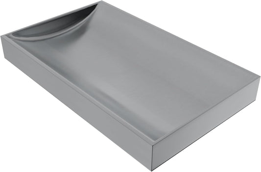 16" x 10" Stainless Steel Tray Deep Countertop Tray & Counter Organizer Tray for Cash, Coins, Files Brushed Finish, Slip-Resistant, Durable Design for Banks, Stores, & Offices