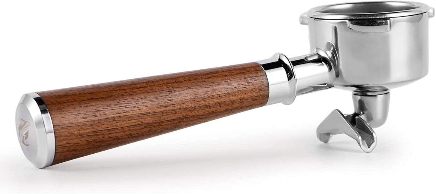 CrossCreek 54mm Espresso Double Spouts Portafilter with 3 Ear | Fits 54mm Breville/Sage Barista Espresso Machine | Stainless Steel Basket and Walnut Handle | Espresso Accessories