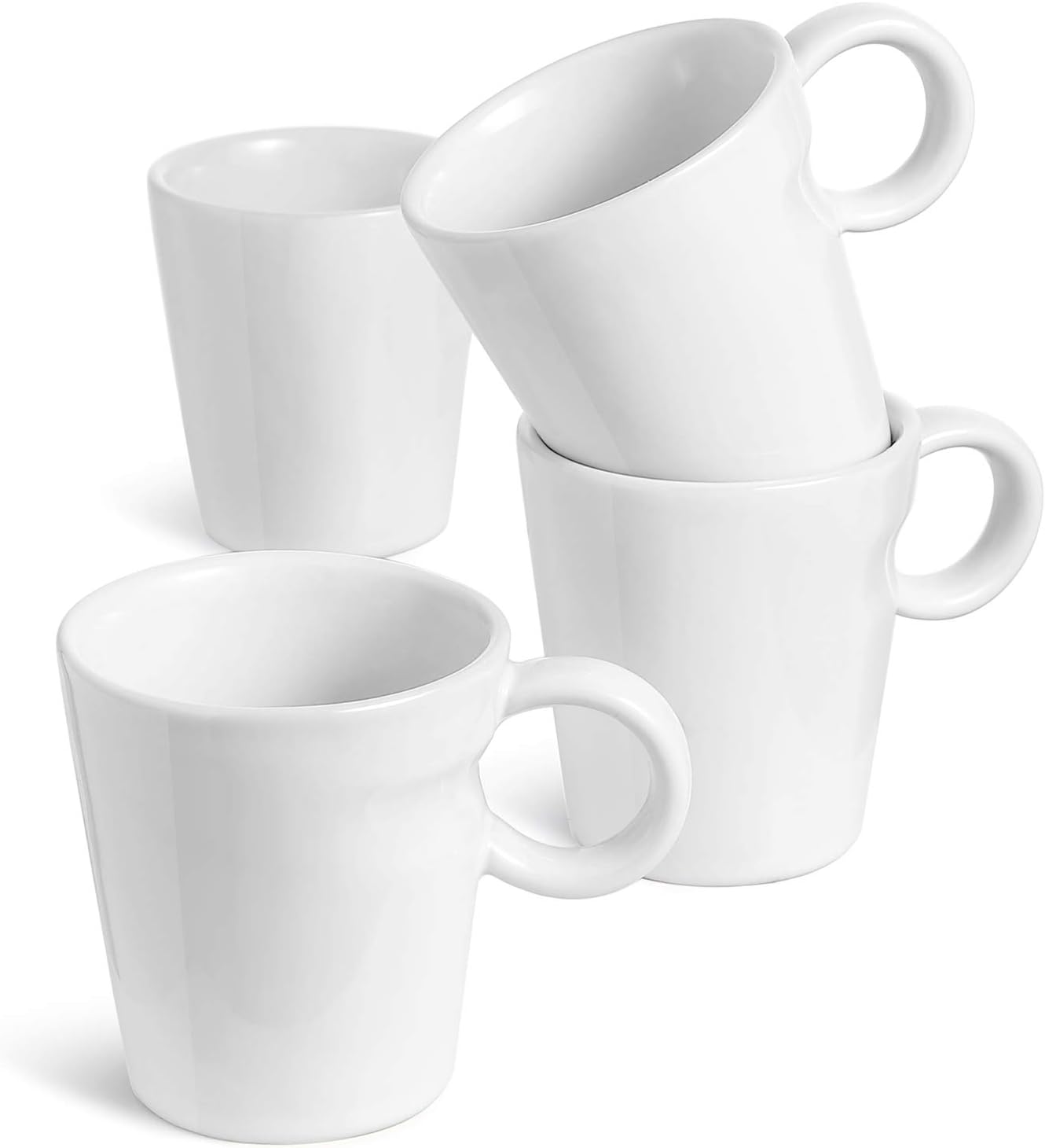 LE TAUCI 5 oz Espresso Mugs, Ceramic Small Stackable Coffee Cups, Designed for Double Shots of Espresso, Lungo and Tea, Perfect for Coffee Machine and Maker, Set of 4, White
