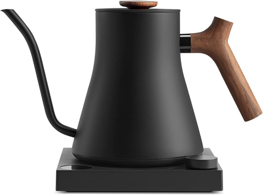 Fellow Stagg EKG Pro Electric Gooseneck Kettle - Pour-Over Coffee and Tea, Quick Heating, Precise Temperature Control, Scheduling, Built-in Brew Timer, Matte Black with Walnut Wood Handle, 0.9 Liter