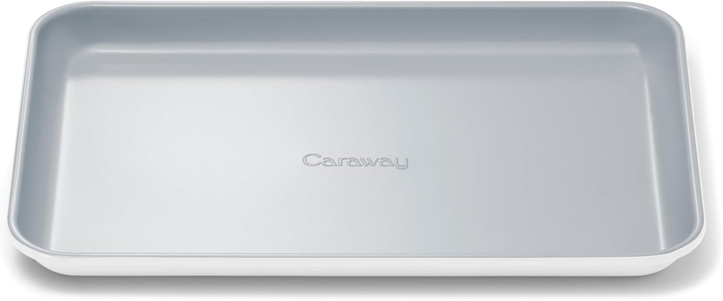 Caraway Nonstick Ceramic Small Baking Sheet (9x13”) – Non-Toxic, PTFE & PFOA Free – Oven Safe – Aluminized Steel Core – Mini Sheet Pan for Baking, Roasting & More - White
