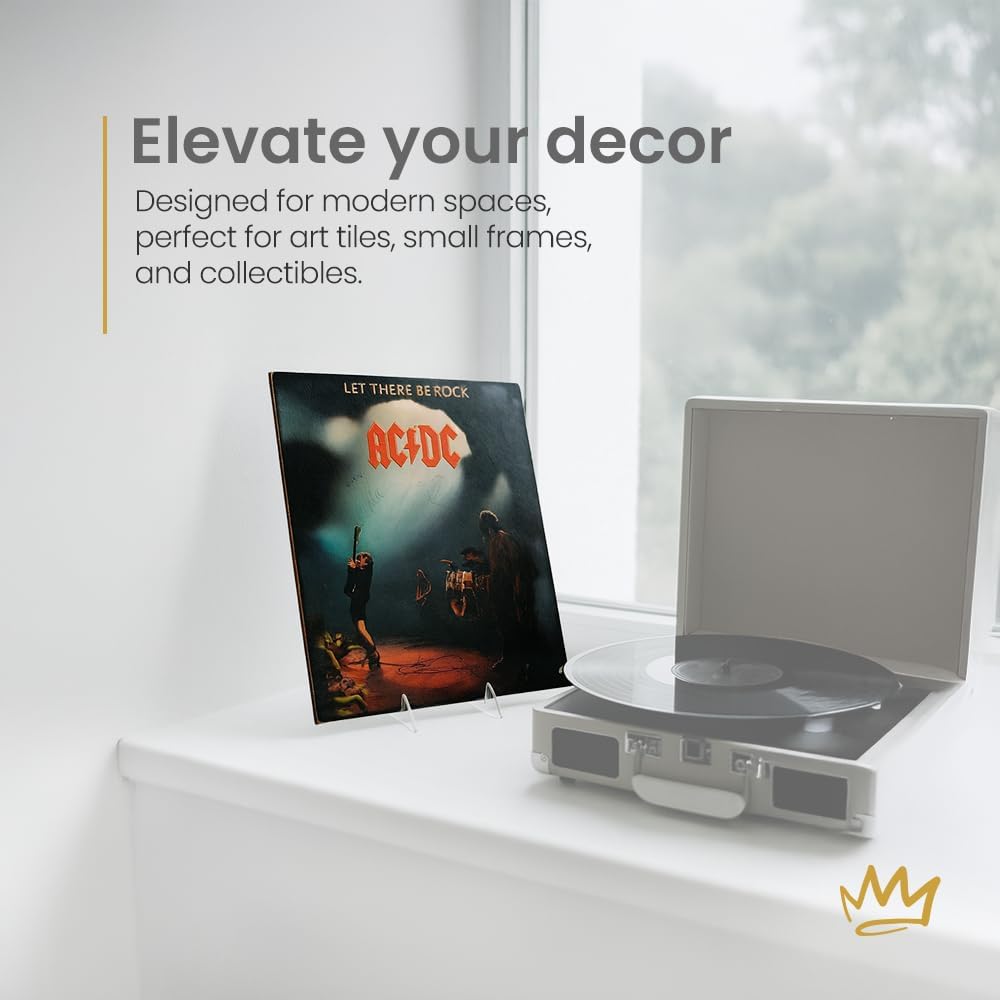 KINGDOM SOLUTIONS MADE IN USA 12-Pack Adjustable Acrylic Easels - Plate Stand - Sturdy Book Stand for Art, Pictures, Plates, Frames - Unique on the Market