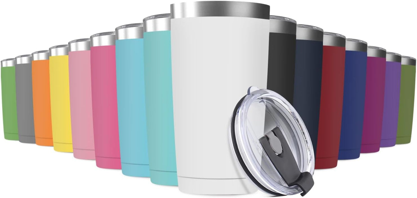 16 Pack 20oz Tumbler Vacuum Insulated Travel Mug with Lids, Stainless Steel Double Wall Bulk Cup for Home, Office, Outdoor Suitable for Vehicle Cup Holders （Assorted Colors