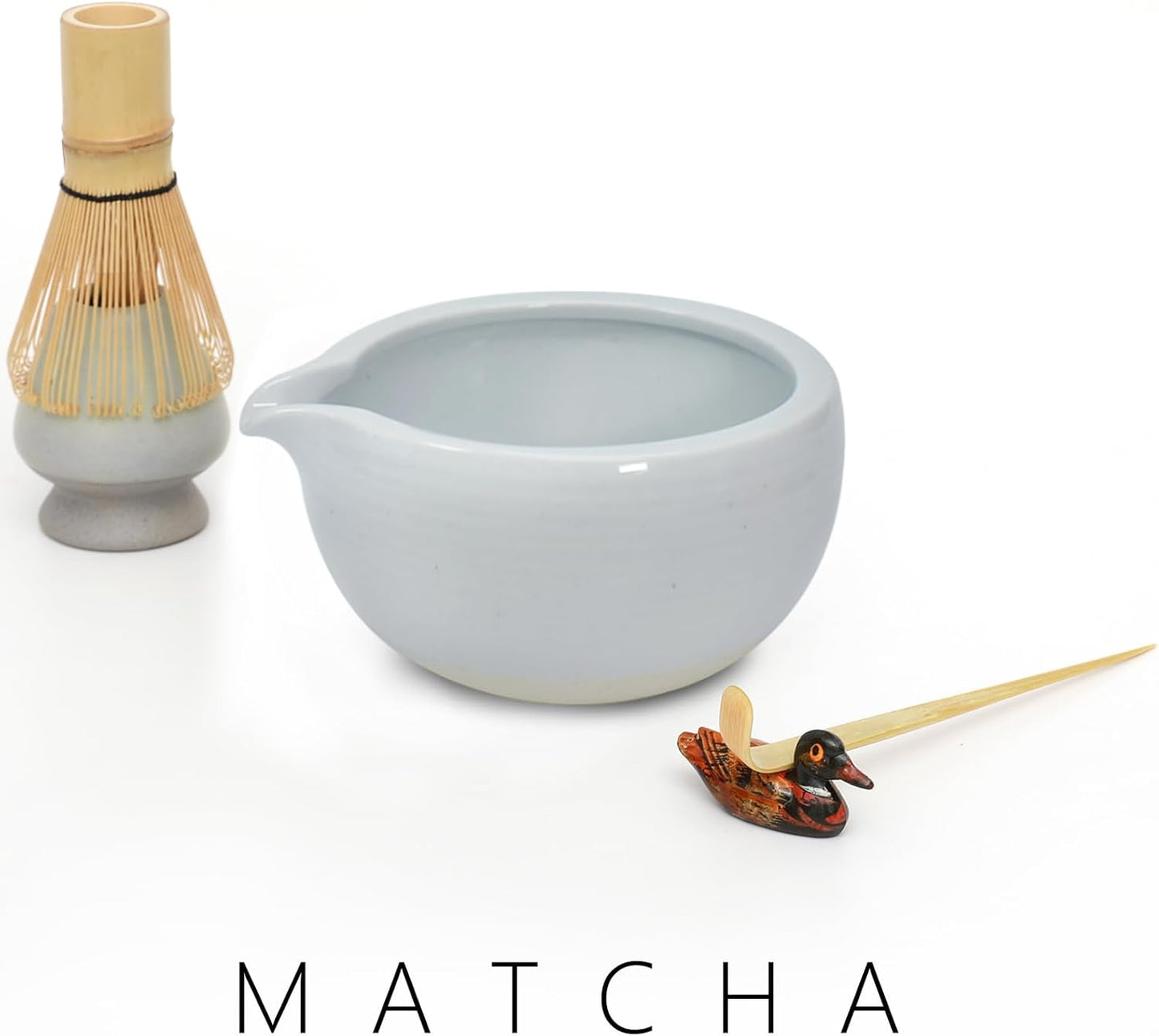 Artcome Matcha Ceremony Kit for Japanese Tea Ceremony, Bowl with Pouring Spout, Whisk, Tea Scoop, Matcha Powder Strainer, Matcha Tea Set For Making Usucha, Koicha and Matcha Latte (Cyan)