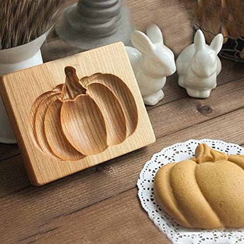 Wooden Cookie Biscuit Mold, 3D Baking Mold, Embossing Craft Decorating Baking Tool, Suitable for Halloween Thanksgiving Christmas Kitchen DIY (Pumpkin 10 * 8 * 2)