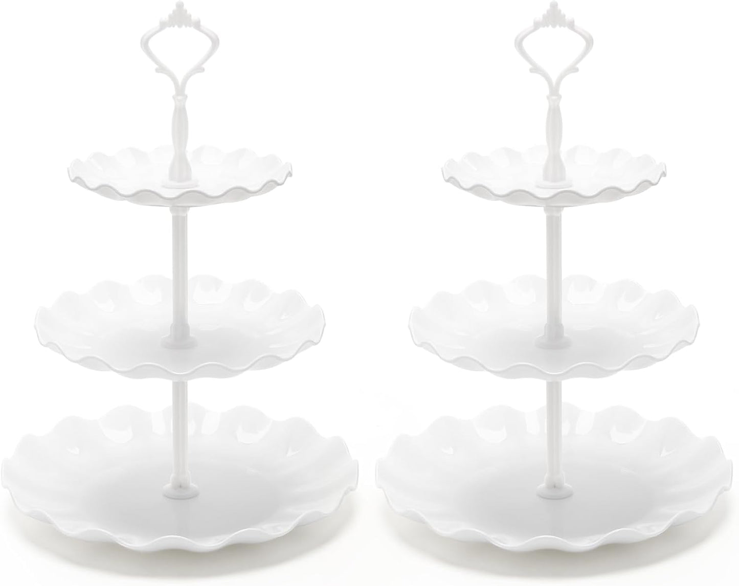 Coitak Plastic Cupcake Stands, 3 Tier Cupcake Stand, Dessert Tower Tray for Tea Party, Baby Shower and Wedding (2 Pack)