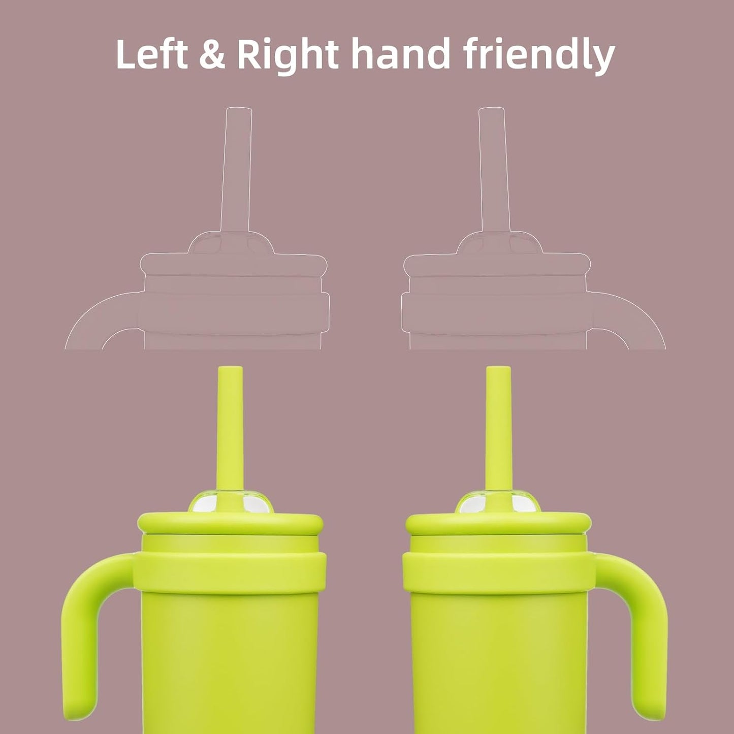 18 oz Tumbler with Side Handle, Insulated Water Bottle with Straw and 2 in 1 Lid, Stainless Steel Cup Travel Coffee Mug for Sports Office Gym,Green