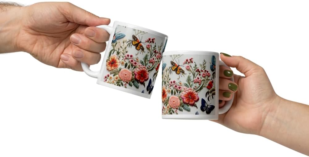 11 OZ Novelty Coffee Mugs - Christmas Gift (Butterfly Flower)