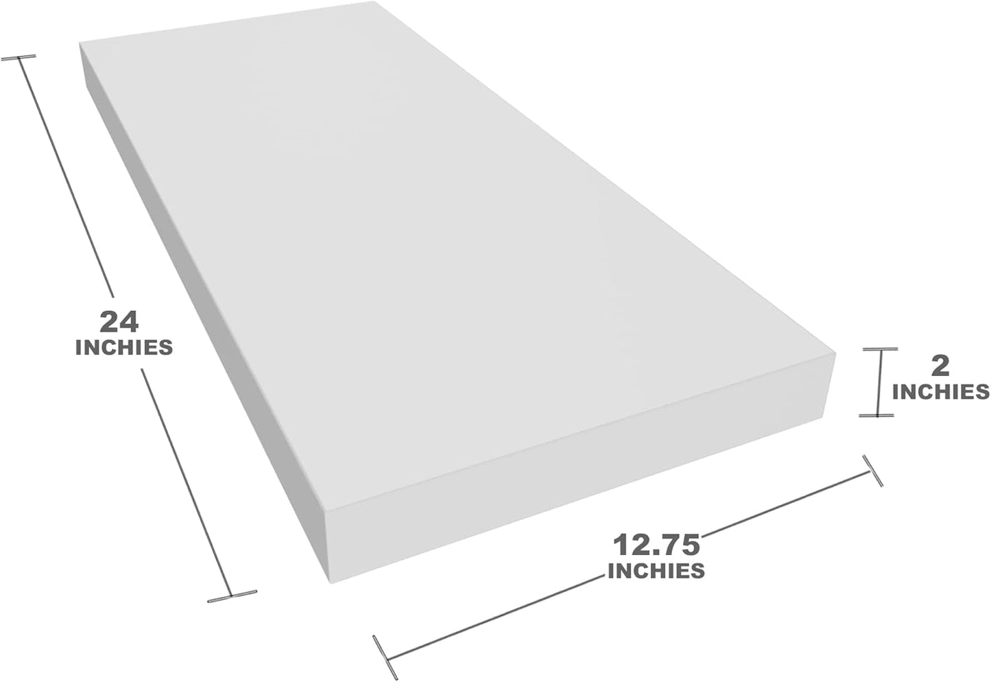 Floating Shelf, Set of 3 Wall Shelf, 24 in W x 12.75 in D x 2 in H Wooden Floating Wall Shelf with Invisible Brackets for Living Room/Bedroom/Bathroom/Kitchen Storage and Decor, White