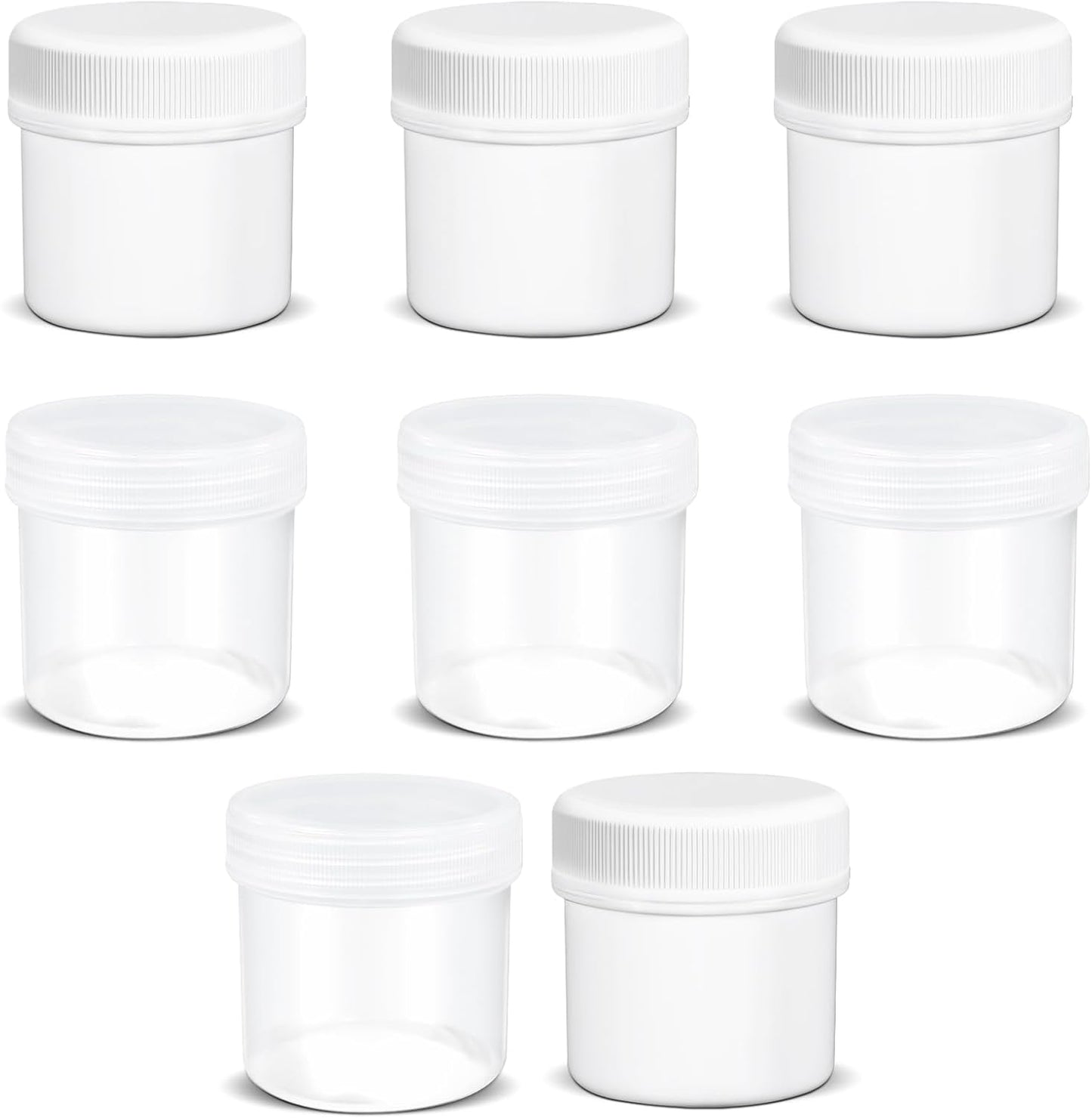 TSA Approved Wide Mouth Travel Size Containers, PP Clear & White Leak Proof Travel Plastic Jars with Lids for Creams Lotion Cosmetic, Jewelry Beads, Sample, Small Items Storage (1 oz, 8 Pcs)