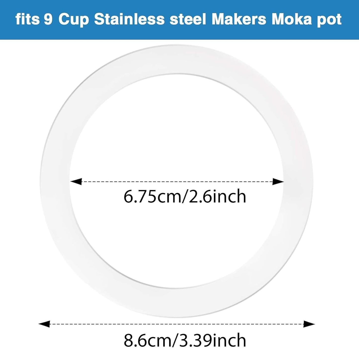 Moka Express Replacement Funnel Kit, 3 Packs Gasket Seals, 1 Stainless Steel Funnel with 1 Pack Stainless Filter (9-Cup)