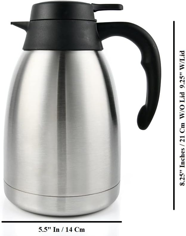 Heritage66 Thermal Coffee Carafe -Triple Wall Vacuum insulated Flask- keeping Beverages Hot for 12 hours /24 hours cold Tea, Water, and Coffee Dispenser (1.5 Liter/50 Oz)