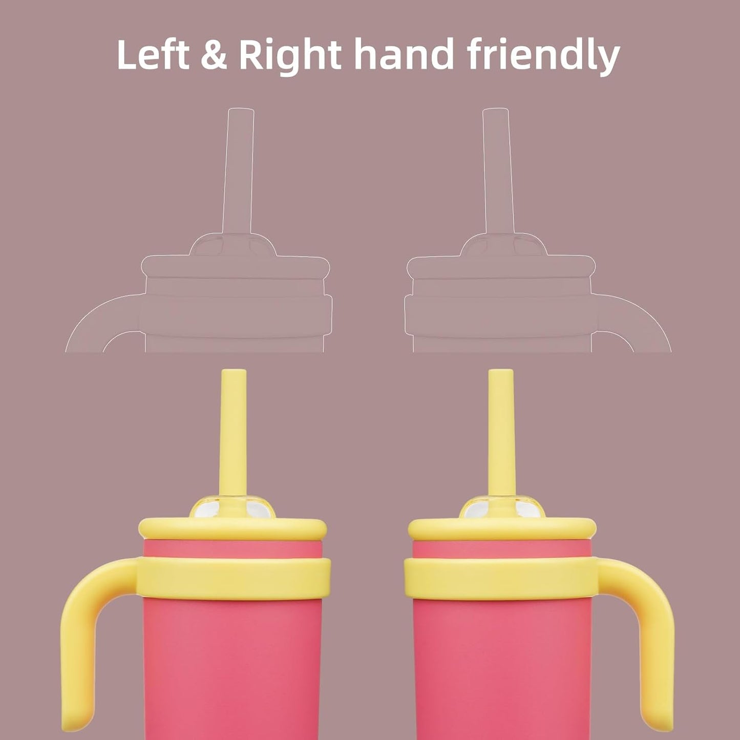 18 oz Tumbler with Side Handle, Insulated Water Bottle with Straw and 2 in 1 Lid, Stainless Steel Cup Travel Coffee Mug for Sports Office Gym,Rose Pink