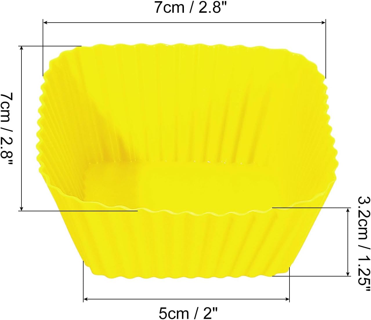 uxcell 36Pcs Silicone Cupcake Baking Cups, Silicone Muffins Liners Non-Stick Square Baking Cups, for Cooking Eggs Baking Muffins and Make a Cake(Yellow)