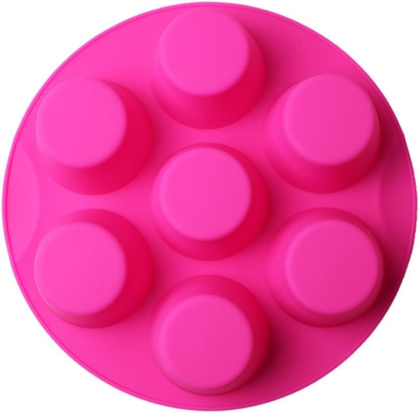 Silicone Muffin Pans for Air Fryer 7 Cavity Muffin Tray Cupcake Pan Nonstick Brownie Cake Mold Round Pudding Recipe Tray Bakeware