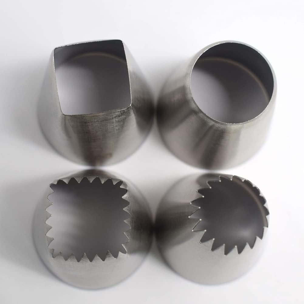 Large Cake Decorating Icing Piping Tip Set with Square Round Frech Star Pastry Tips for Frosting Cake Cupcake Cookie Eclairs Churros