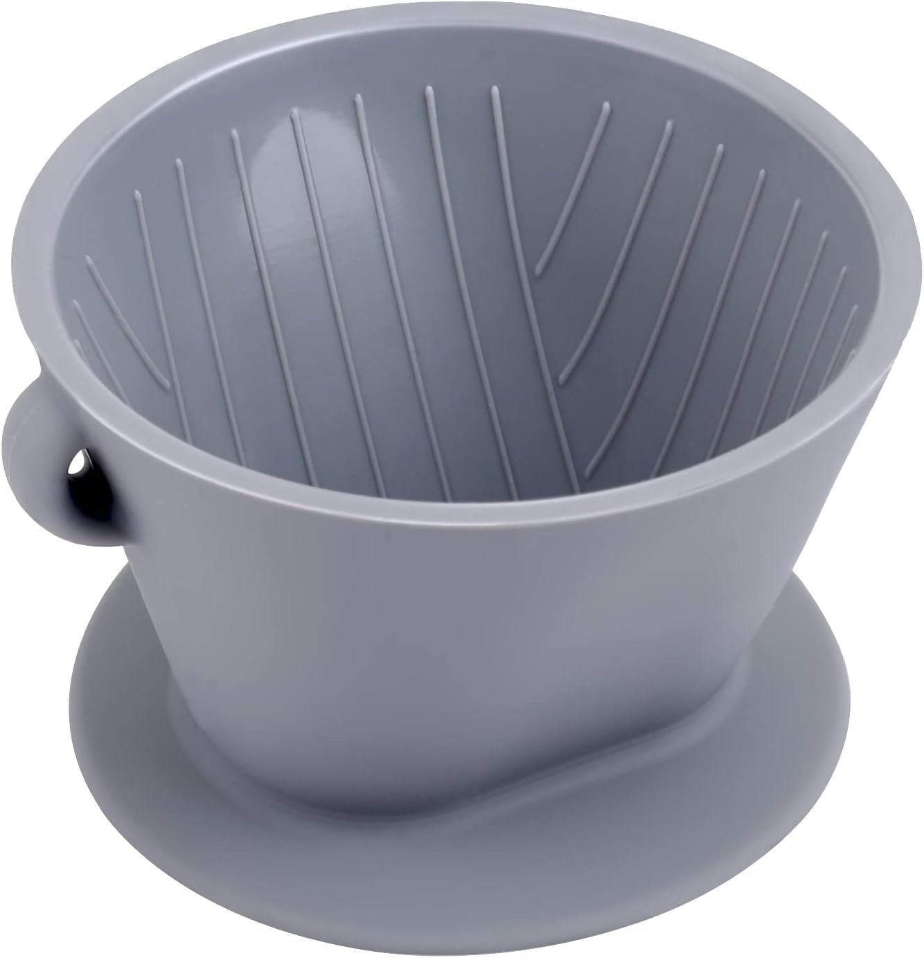 Segarty Silicone Coffee Dripper, Gray Single Cup Pour Over Coffee Maker with Storage Pouch, Size NO.2 Reusable Cone Drip Filter Holder Slow Brewer with 3 Holes for Travel, Camping, Backpacking