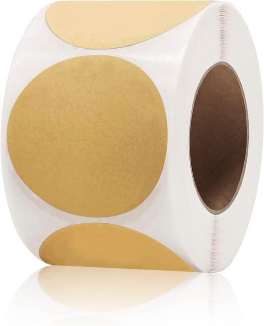 2 Inch Natural Brown Kraft Stickers (500 Per Roll), Round Blank Labels for Jars and Lid, Permanent Adhesive Kraft Stickers, Mason Jar Bottle Canning Labels