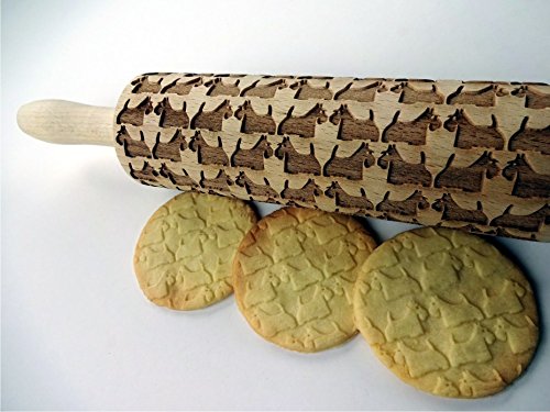 TERRIER PATTERN EMBOSSING ROLLING PIN SCOTTISH TERRIER DOG PATTERN ENGRAVED ROLLING PIN with SCOTTIE for EMBOSSED COOKIES