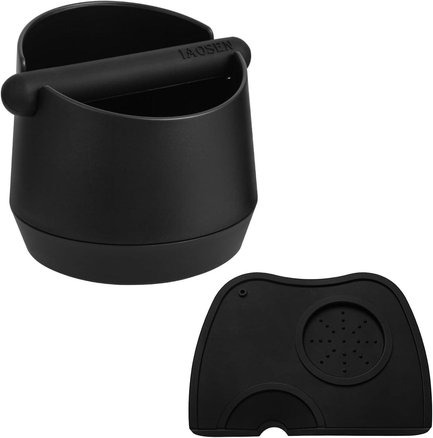 6 Inch Large Capacity Design Espresso Knock Box Tamping Mat Espresso Machine Accessories Set of 2 with Removable Knock Bar and Anti-Slip Base for Home Office Barista Tools for Bar Shop