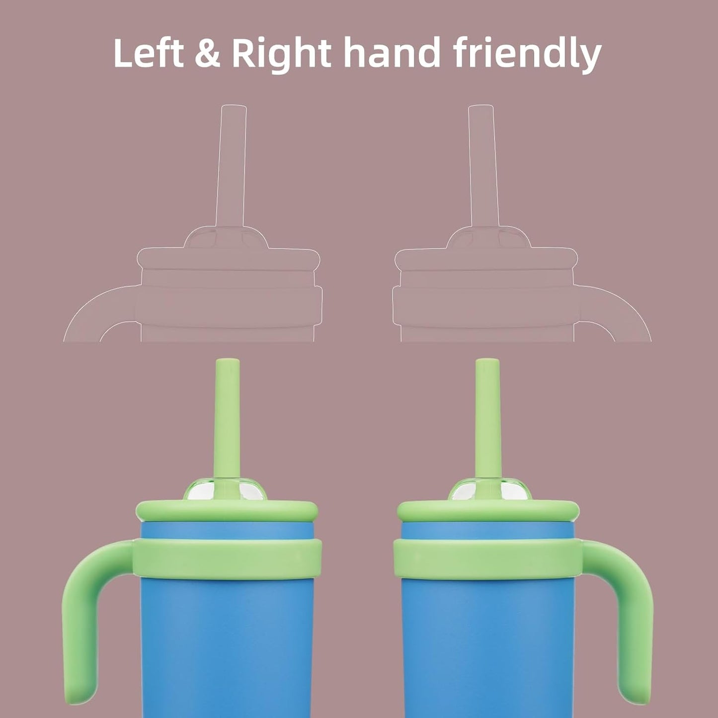 18 oz Tumbler with Side Handle, Insulated Water Bottle with Straw and 2 in 1 Lid, Stainless Steel Cup Travel Coffee Mug for Sports Office Gym,Sky Blue