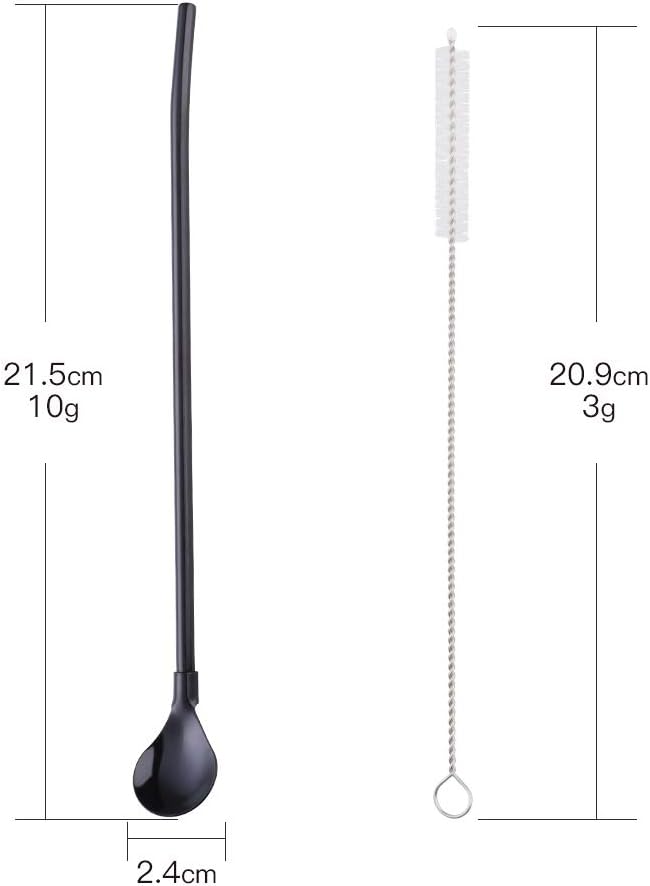 Straws, 8-Piece 8.5inch Black 18/8(304) Stainless Steel Reusable Straws + 2 Brushes