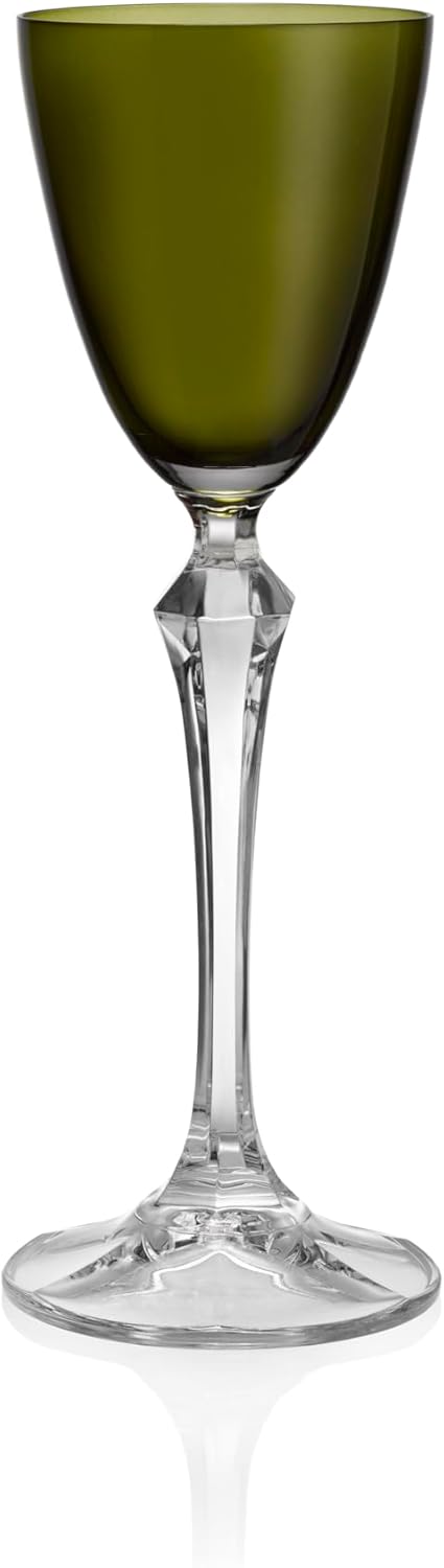 Barski Cordial Glass - Liquor Glass - Set of 4 - Assorted Colored Top - Clear Stem - Cordial Glasses - Sherry Glasses - Shot Glasses - 3 oz. - Made in Europe