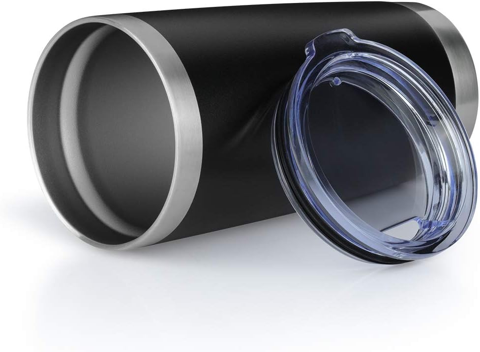 20oz Tumbler Bulk Stainless Steel Vacuum Insulated Tumblers with Lid Double Wall Travel Mug Durable Powder Coated Coffee Cup, Suitable for Ice Drinks and Hot Beverage (Black 6pack)