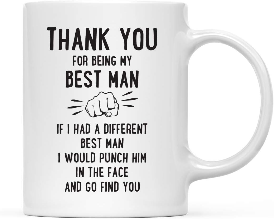 Andaz Press Funny Family 11oz. Coffee Mug Gift, Thank You for Being My Best Man, Punch in Face, 1-Pack, Christmas Birthday Drinking Cup Present Ideas