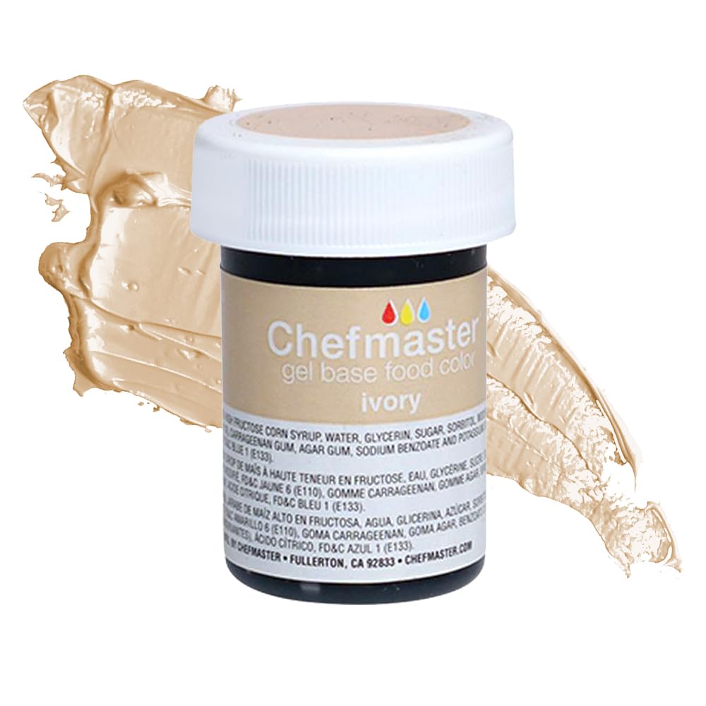 Chefmaster Ivory Gel Food Coloring | Vibrant Color | Professional-Grade Dye for Icing, Frosting, Fondant | Baking & Decorating | Fade-Resistant | Easy-to-Use | Made in USA | 1 oz