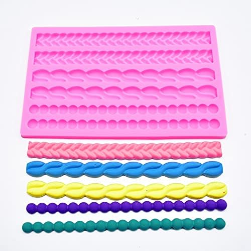 3D Pearl Knit Rope Silicone Mold Fondant Mould Cake Border Decorating Molds Gumpaste Kitchen DIY Baking Decorating Cake Tools Hot