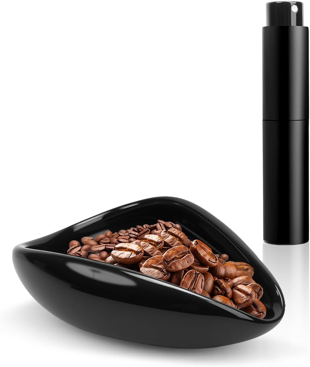 Ceramic Espresso Dosing Cup & 10ml Aluminum Glass Coffee Spray Bottle, Coffee Dosing Cup Precision RDT Kit for Baristas & Home Brewing, Black