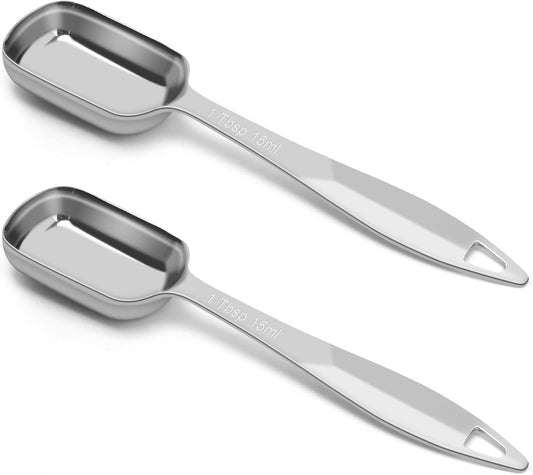 2 Pcs 1 Tablespoon(15 mL | 3 Tsp | 1 Tbsp | 15 cc | 1/2 oz) Stainless Steel Single Measuring Spoon, Long Handle Metal Measuring Spoon, Kitchen Gadgets for Cooking & Baking