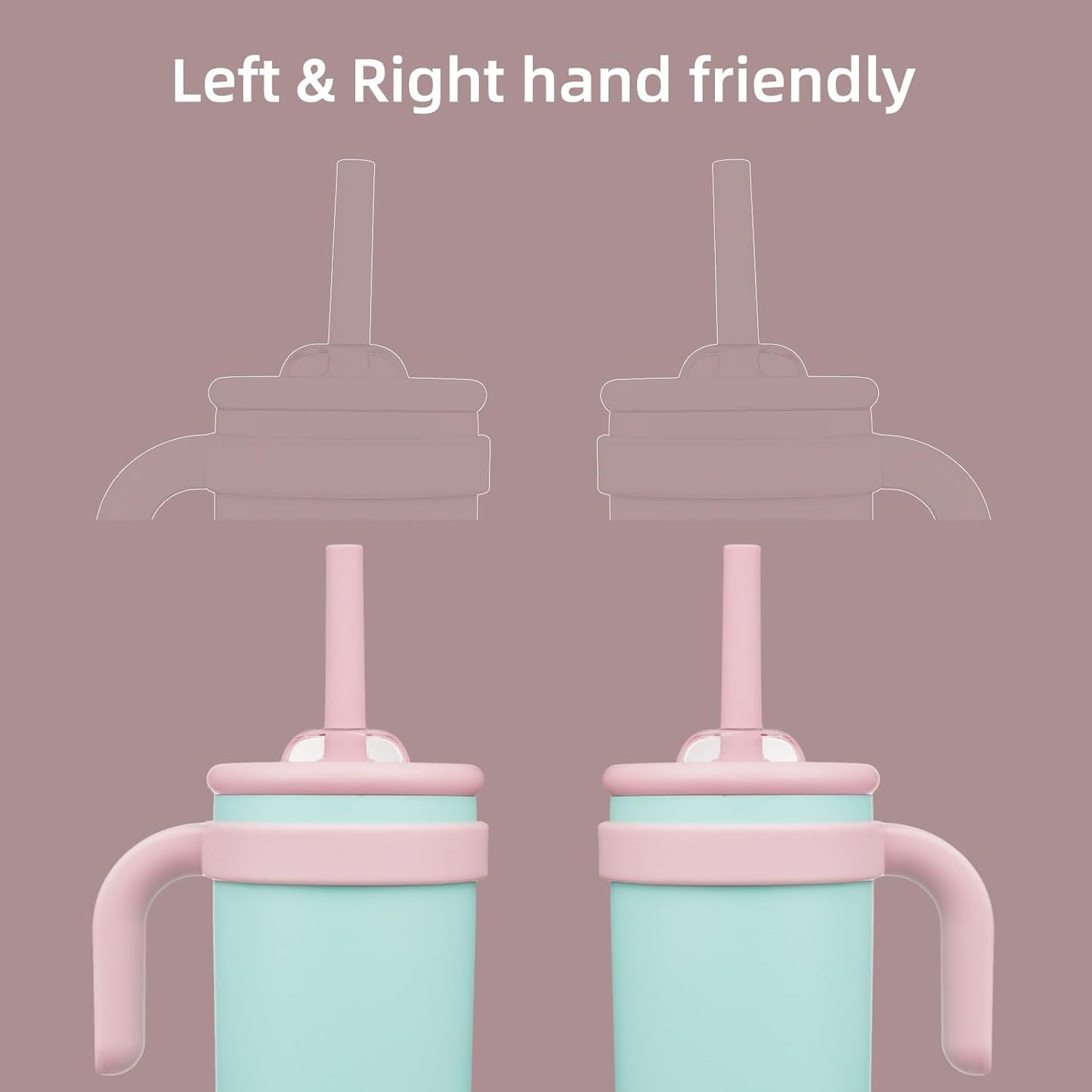 14 oz Tumbler with Side Handle, Insulated Water Bottle with Straw and 2 in 1 Lid, Stainless Steel Cup Travel Coffee Mug for Sports Office Gym,Guava