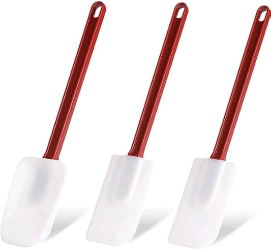 Kitchy Silicone Rubber Spatula and Spoon Set - High Heat Spatula Spoon, Commercial Cooking Set (1 Spoonula + 2 Scrapers, 14 Inches)