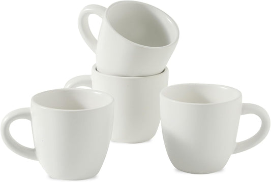 Hasense 7 Ounce Cappuccino Cups Set of 4 Perfect for Latte, Americano, Cafe Mocha and Tea, Ceramic Coffee Cups Ideal for Party Cafe Home and Kitchen, Microwave and Dishwasher safe, White