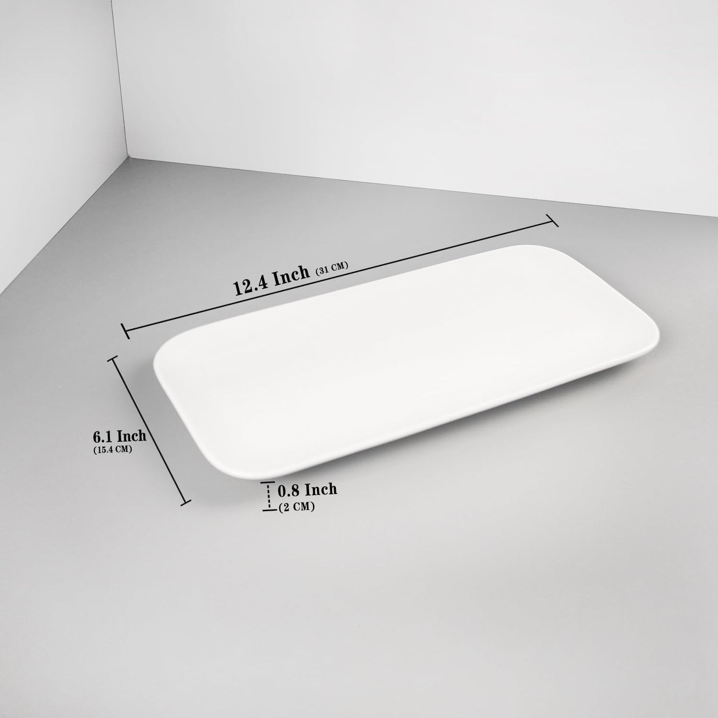 Serving Platters Set of 4, Rectangular Serving Plates, Serving Trays for Entertaining Party, Microwave,Oven,Dishwasher Safe,Kitchen Dinnerware, White 12.4 Inch