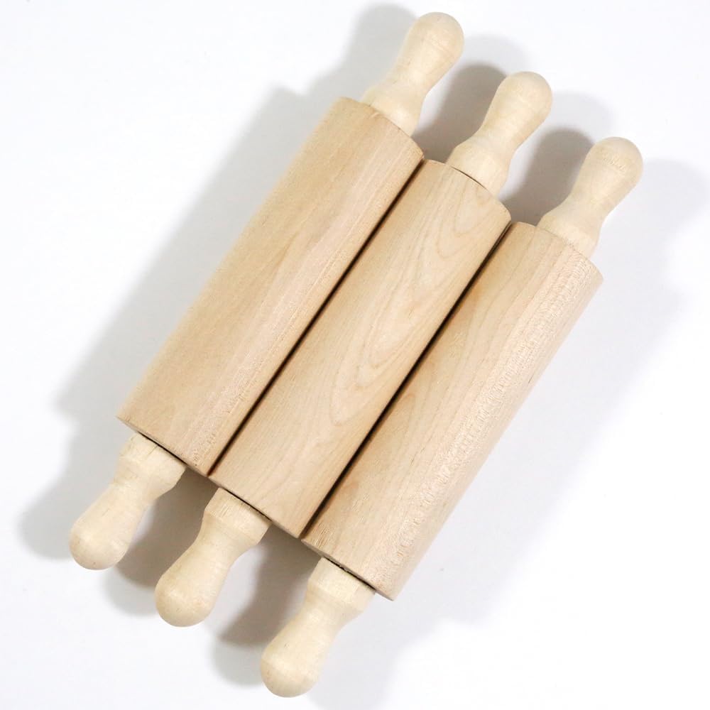 6 pcs 7 Inch Vintage Wooden Rolling Pin, Perfect for Kitchen Decoration, Tiered Tray Decor and Arts Crafts