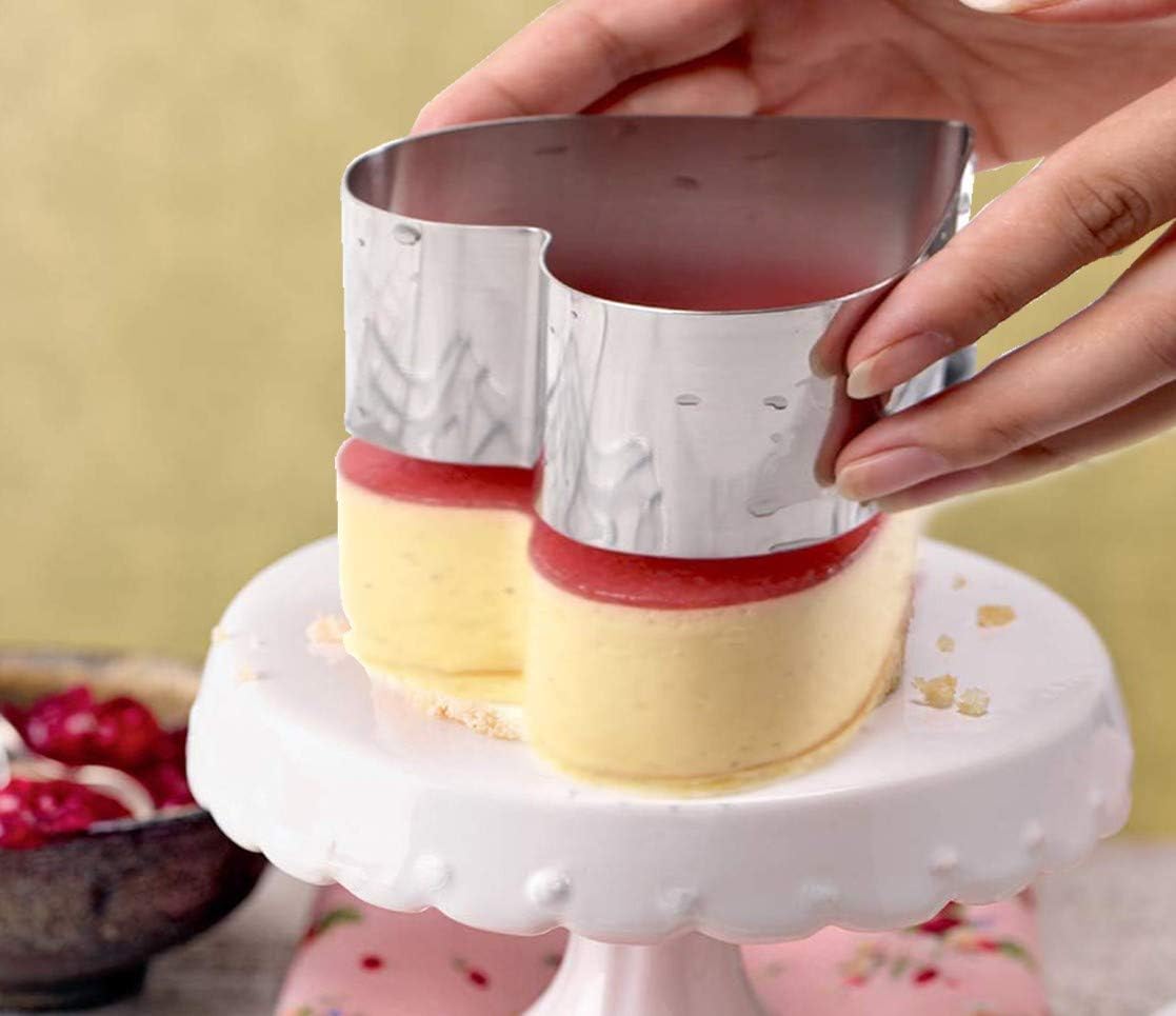 Newline NY Stainless Steel Dessert Rings (4 Pcs) Heart Shape Molded Salads, Pastries Mousse Molding Layering Cutter