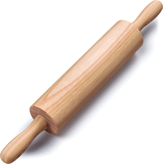 All-Purpose 17.6 Inch Beech Wood Non-Stick Rolling Pin - For Baking, Pizza, Pasta, Pie, Cookies, Pastry.