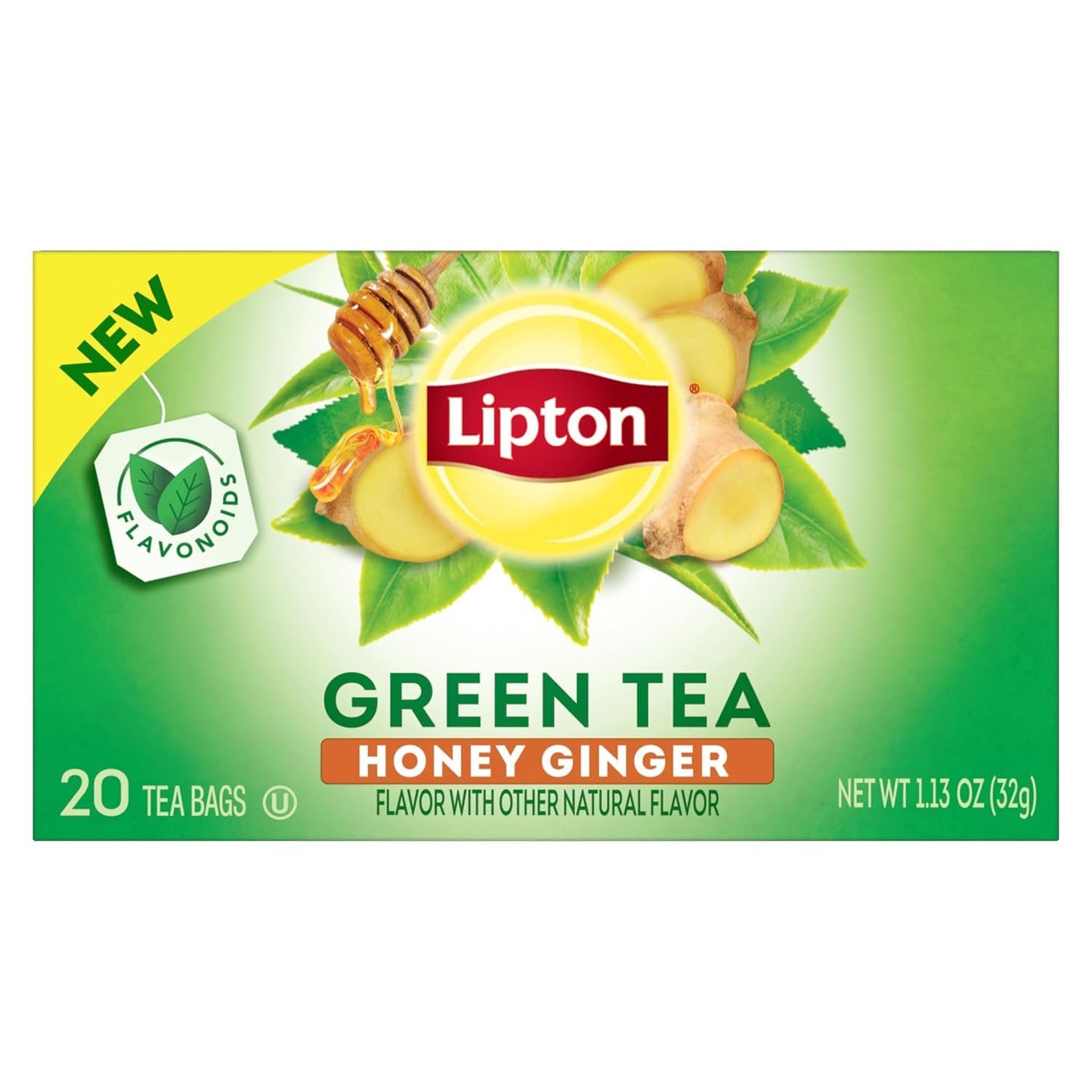 Lipton Honey Ginger Green Tea, Lemon Green Tea, & Peach Green Tea 20 CT (3ea) (Variety Pack)
