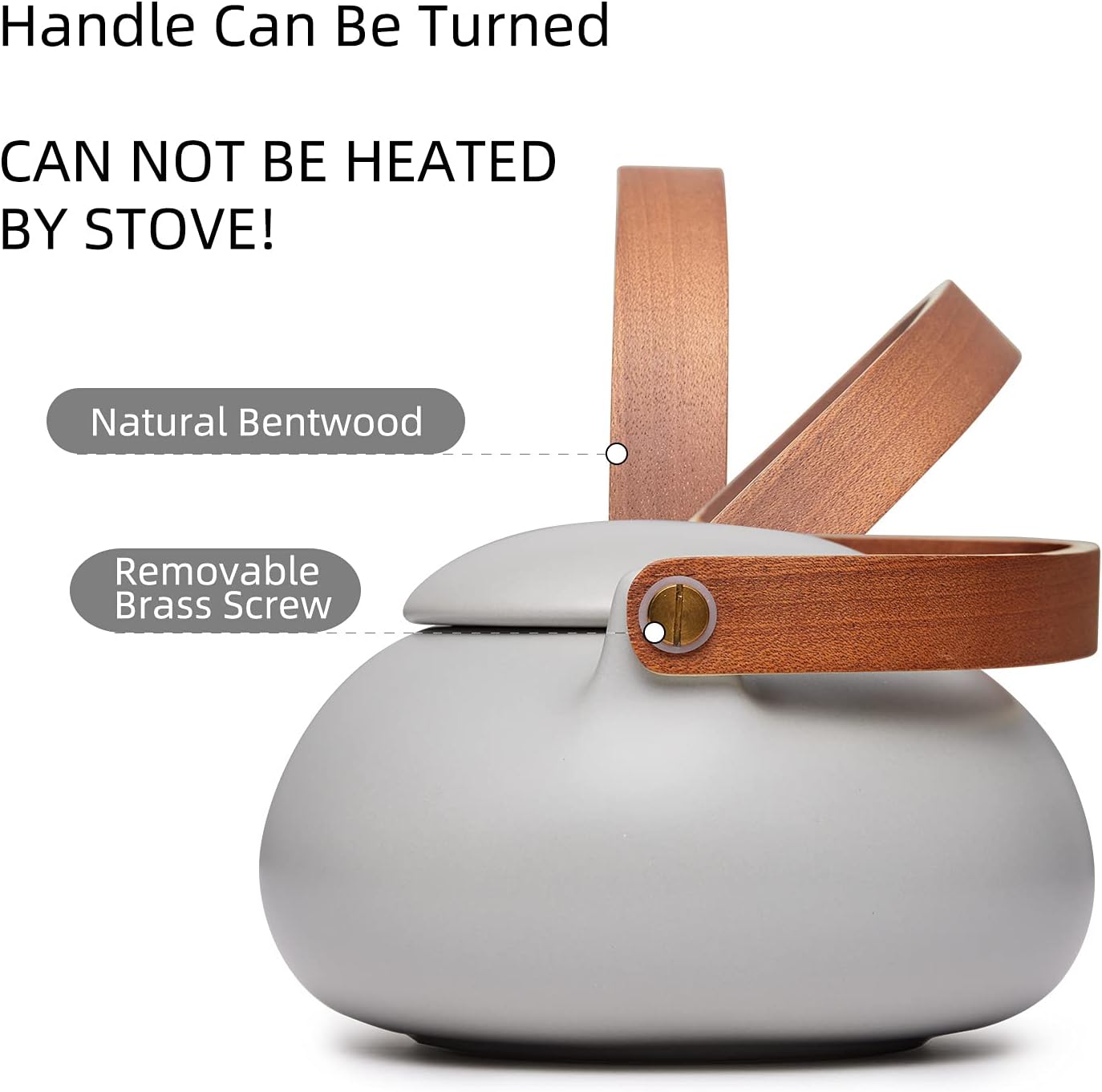 ZENS Vintage Japanese Tea Set, 27oz Ceramic Japanese Teapot with Infuser, Wood Handle Matte Gray Teapot with Strainers and 4 Cups for Tea Party, Women's Gift