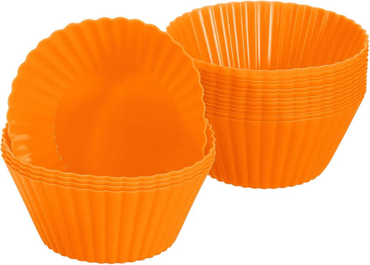uxcell 18Pcs Silicone Cupcake Liners, Non-Stick Baking Cups, for Cooking Eggs, Baking Muffins and Make a Cake(Orange)