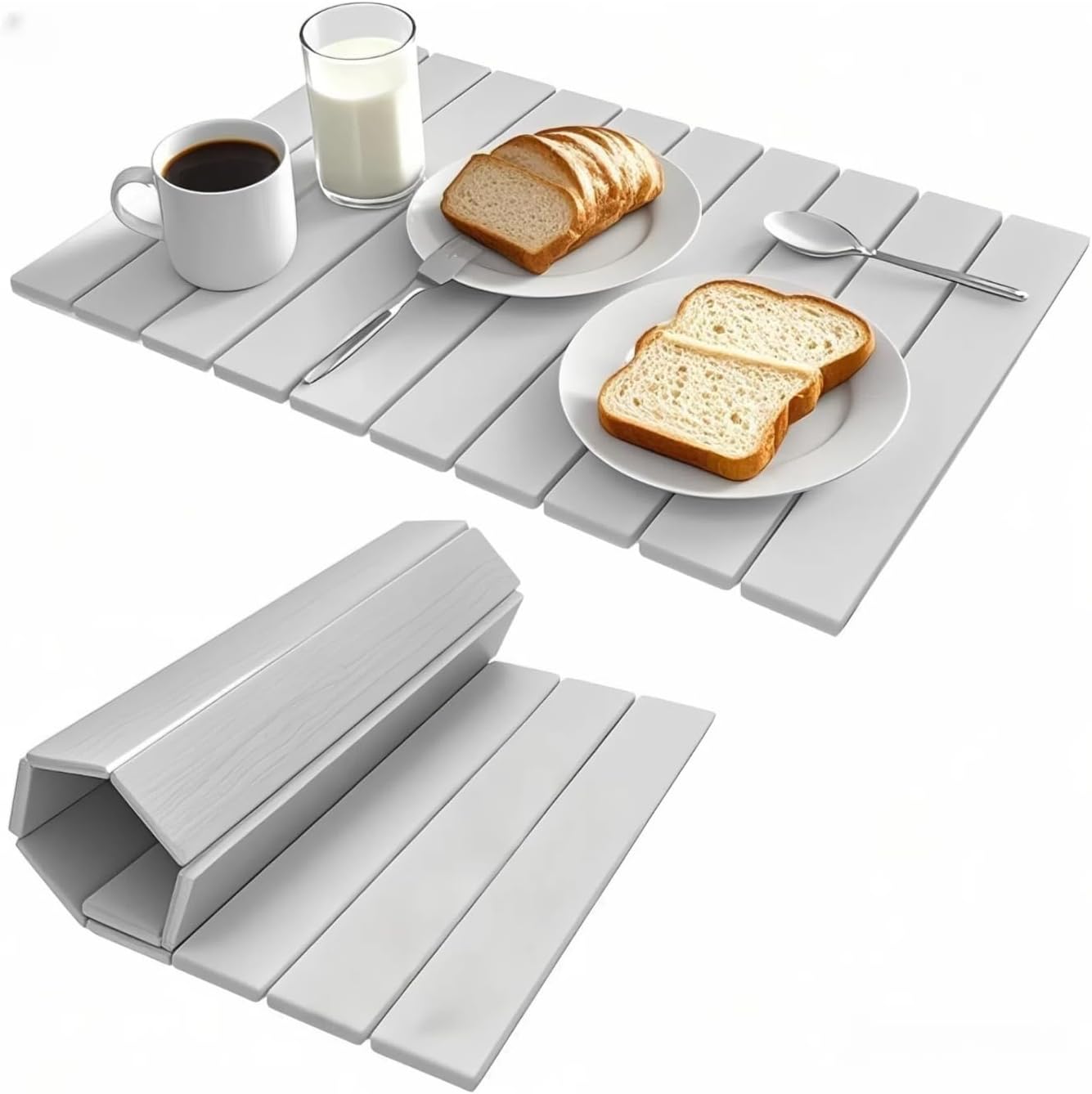 Stone Drying Mat for Kitchen Counter, 23.6" x 15.3" Foldable Diatomaceous Earth Dish Drying Mat - Large Stone Dish Drying Mat for Dishes Cups Bottles Drying, Match Any Countertop (Grey, Large)