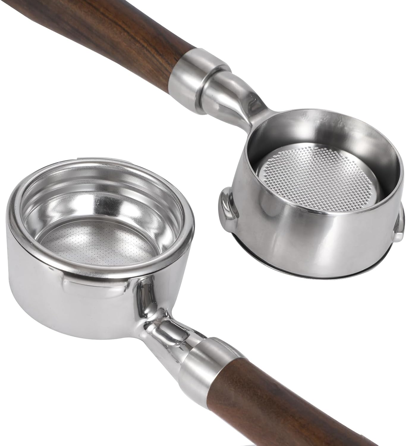 54mm Bottomless Portafilter with Double Shot Filter Basket & Wood Handle for Breville Barista Express Impress, Barista Touch Impress, Barista Pro, Infuser, Duo-Tem Pro, Bambino Plus Espresso Machine