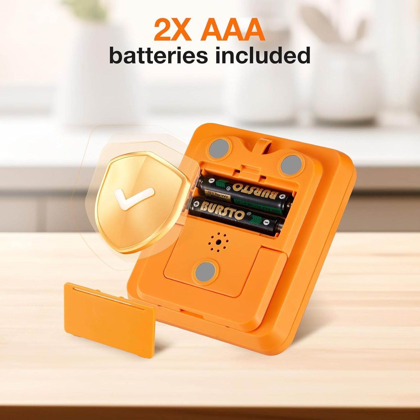 Digital Dual Kitchen Timer, 3 Channels Countdown Triple Timer for Cooking, Magnetic Memory-Preset Large Display Adjustable Alarm Volume, Multi Times Management, 3A Battery Included, Orange