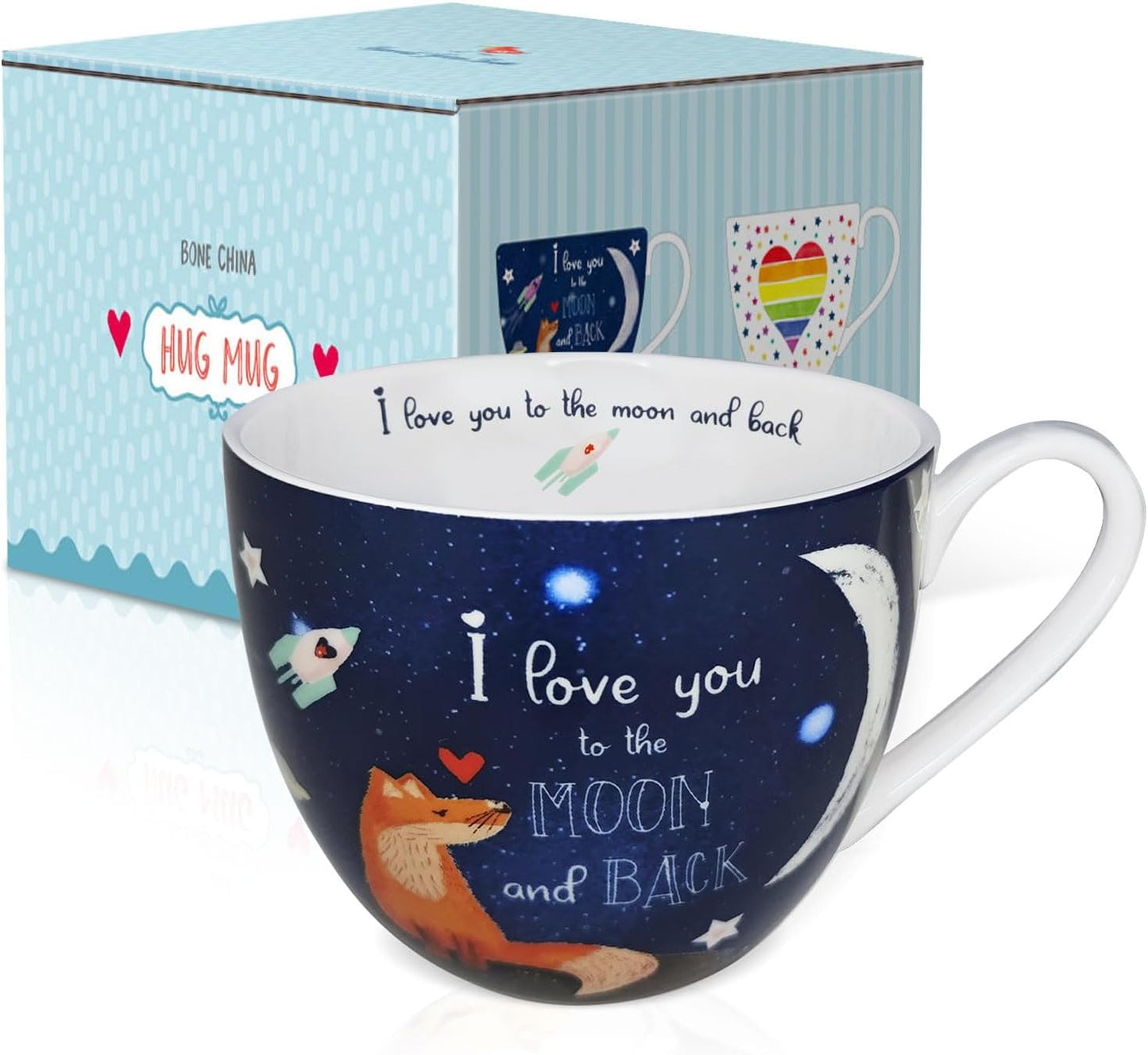 I Love You Coffee Mug, Premium 20 oz Bone China Coffee Tea Hug Mug, Perfect Holiday, Birthday, and Valentine's Day Gift for Lovers and Family Members, Designed in England by Harvest Green Studio